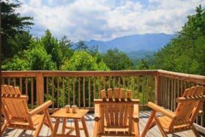 Chairs on the deck of The Hemingway cabin in Gatlinburg.