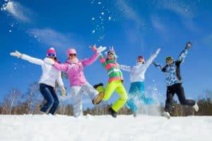 Group playing in the snow