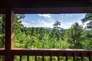 Incredible view from the deck of A Heavely View, one of our log cabin rentals in Gatlinburg Tennessee.