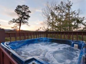 Hot tub with evening sky