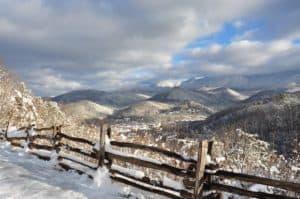 Snow capped mountains in Gatlinburg TN.