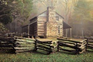 The historic John Oliver cabin in Cades Cove in the Smoky Mountains.