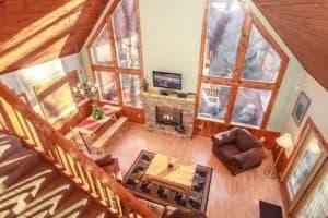 The living room of the Ridge Haven cabin in Gatlinburg TN.