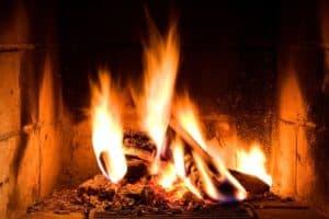 fireplace inside Gatlinburg log cabin