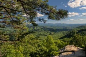 view of the mountains from look rock along foothills parkway