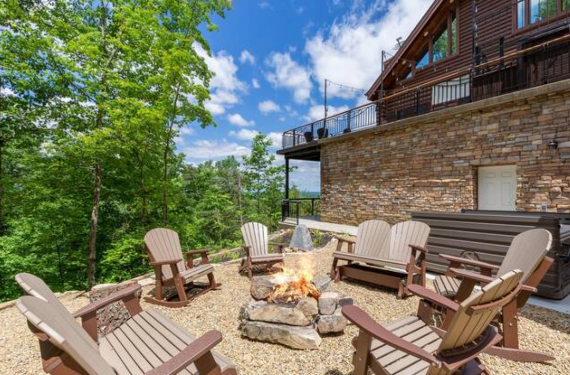 Backyard at rental cabin amenities